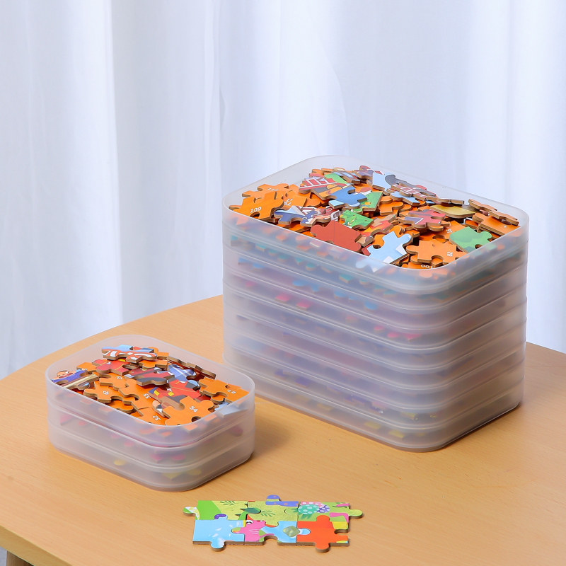 拼图收纳盒子a5小颗粒分装类拼装儿童乐高玩具积木透明塑料整理盒 - 图1