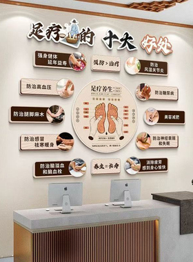 足底保健背景墙头疗养生馆装饰画采耳店墙面挂画中医馆壁画美容院