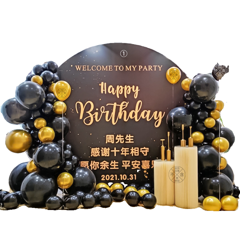 爸爸老公30岁生日装饰场景布置惊喜男士18岁成人礼气球背景墙KT板