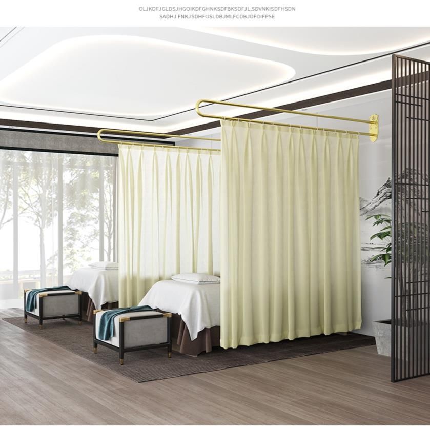 铁艺U型美容床隔断帘养生馆美容院窗帘杆理疗纱帘屏风窗帘支撑架 - 图1