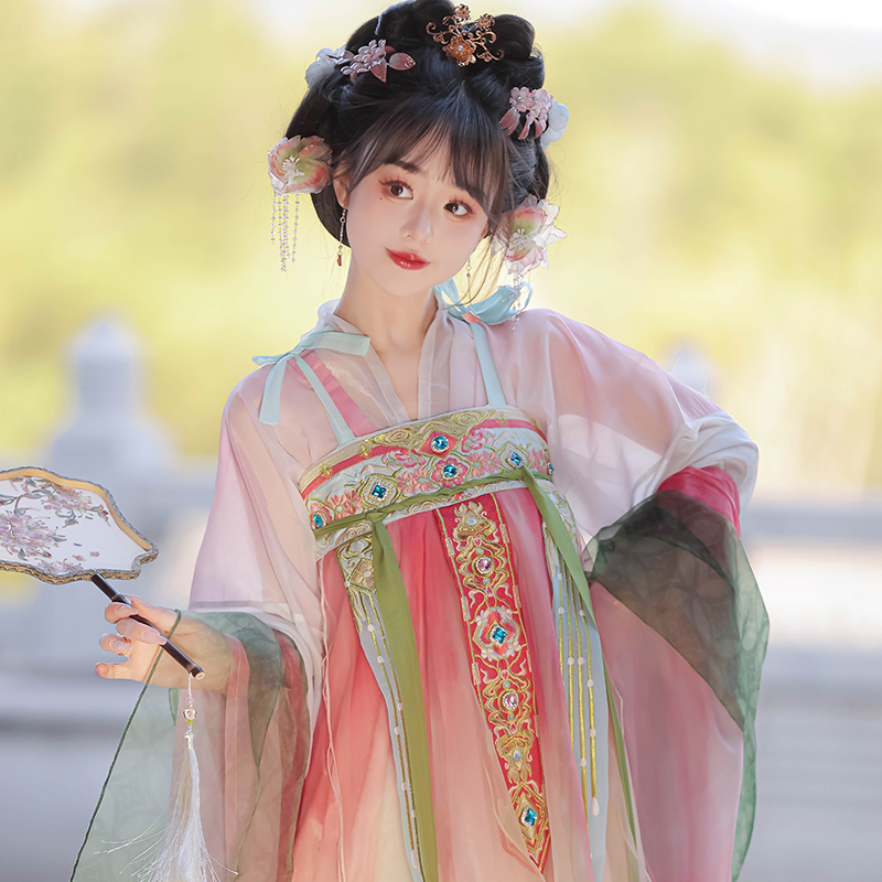 芳菲苑汉服【神都少女】仙气大袖襦刺绣齐胸破裙女新款春夏汉服 - 图2