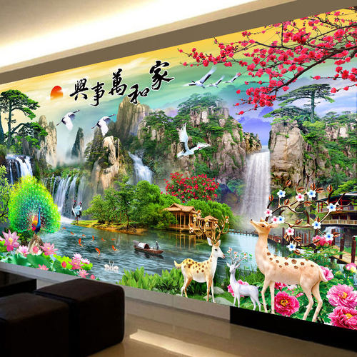 钻石画满钻新款家和万事兴客厅风景点贴钻十字绣5D粘砖石画2026年 - 图2