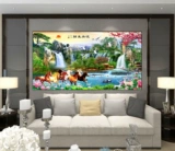 Liushui Shengcai Cross Emellsemery Living Room 2024 Новая линия вышитая ландшафтная картина ландшафта Manfang Horse