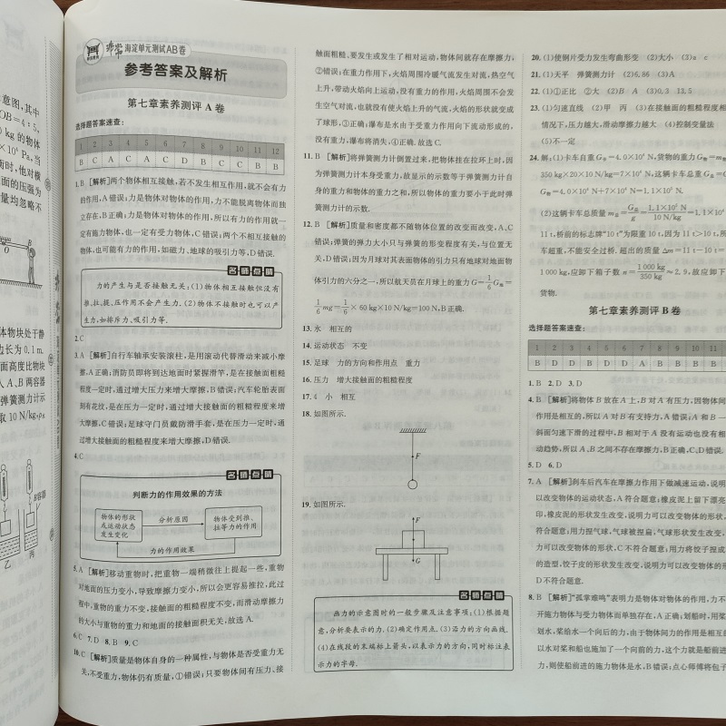 2024春新版神龙牛皮卷海淀考王海淀单元测试AB卷八年级下册物理教科版JK初中海淀单元测试ab卷物理单元同步练习册测试卷-图2