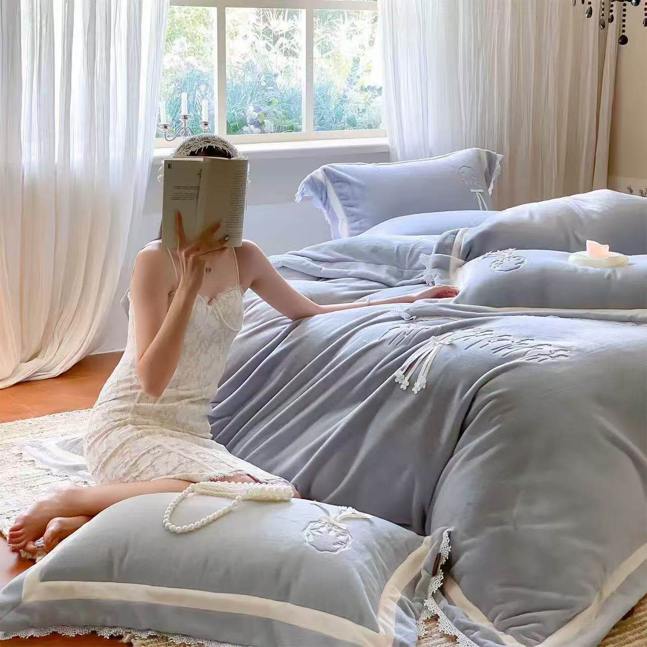 2026新款A类高端牛奶绒四件套简约水貂绒冬季加厚保暖床上用品