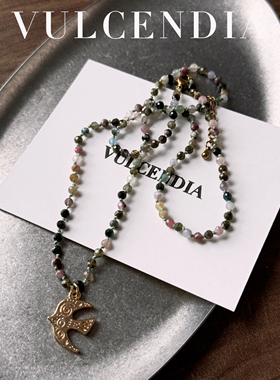 原创设计天然碧玺项链女高级感长项链2025新款飞鸟橄榄绿天然石