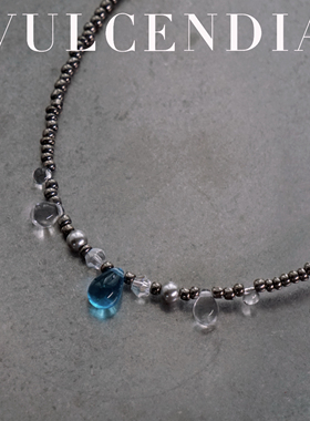 VULCENDIA｜海璃 原创蓝色捷克水滴珠小提溜项链2025新款学生党