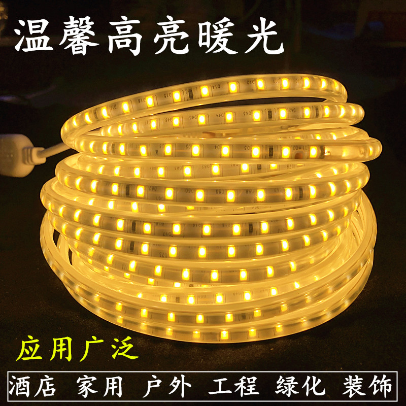 LED220V高压灯带条超亮防水白光灯条蓝色工程家用吊顶超细LED灯带 - 图1