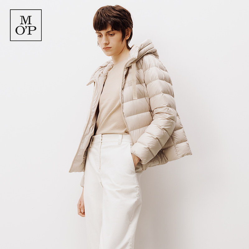 Marc O'Polo/MOP春季新款时尚白鹅绒连帽轻薄保暖羽绒服女士外套