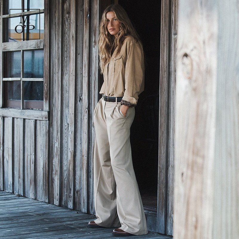 [吉赛尔邦辰同款]MOP25冬季新款百搭纯棉细灯芯绒宽松长袖衬衫女