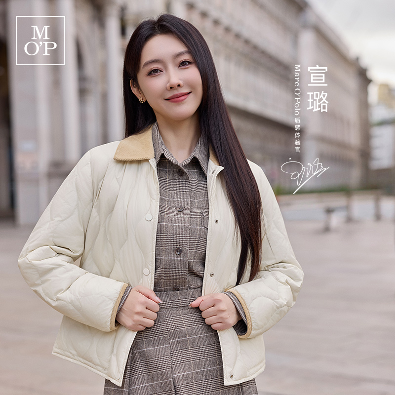 【轻盈鹅绒】MOP25冬新款巴恩风灯芯绒翻领轻薄保暖羽绒服外套女