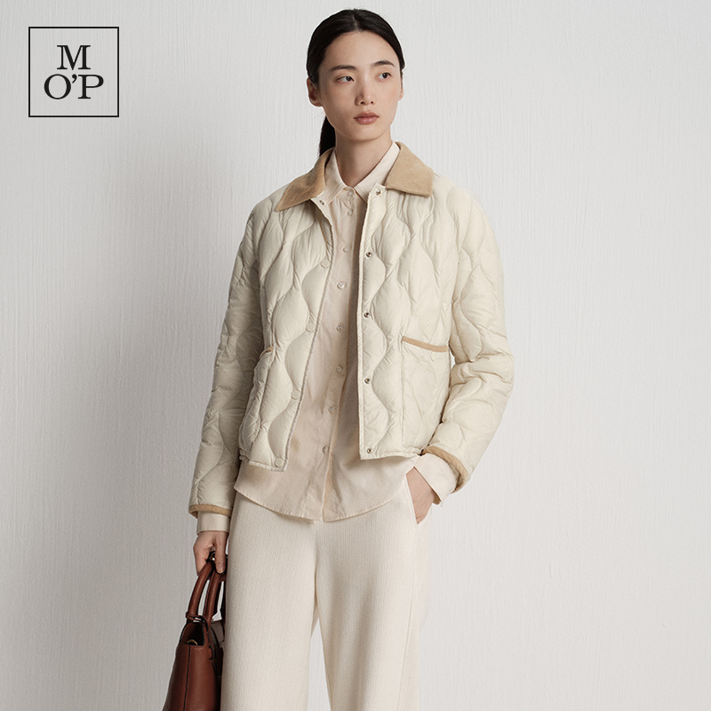 【轻盈鹅绒】MOP25冬新款巴恩风灯芯绒翻领轻薄保暖羽绒服外套女