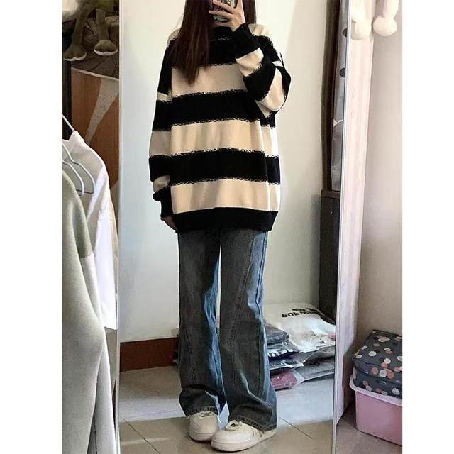 Oversize thin hooded striped women's