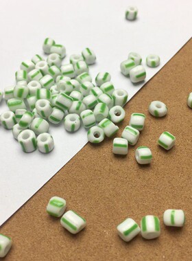5MMDIY手工串珠, 玻璃小米珠 瓷珠 小米珠 瓷珠 玻璃珠条纹双色