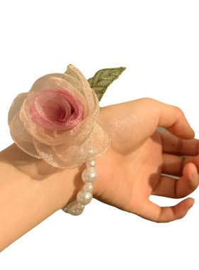 可以当手链~渐变干枯玫瑰花珍珠