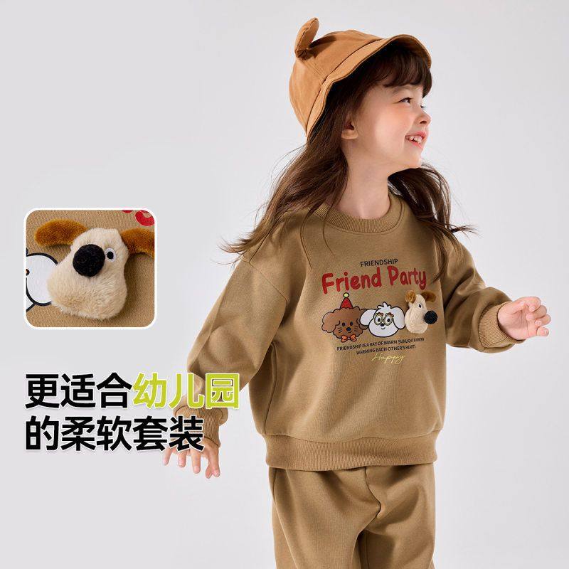 女童卫衣套装秋季2025新款女宝宝学院运动裤子两件套婴幼儿春秋装,淘宝优惠券,粉丝福利购,淘宝优惠卷