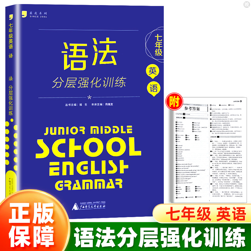 蓝皮英语系列七八九年级英语语法分层强化训练 初一二三789年级上册下册语法培优提升专项训练初中英语语法阶梯同步练习册全国通用 - 图0