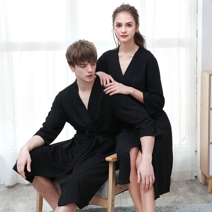 Bath Robe Men Women Summer Robes Dressing Gown男女薄款睡浴袍-图1