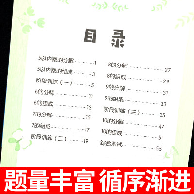10以内加减法分解与组成幼小衔接教材全套幼升小数学借十法凑十法口算题卡练习册幼儿园思维训练题中班大班一日一练全横式数学题本 虎窝淘