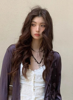 可叠戴！潮酷黑色串珠十字架项链女款Y2K辣妹哥特风配饰锁骨链