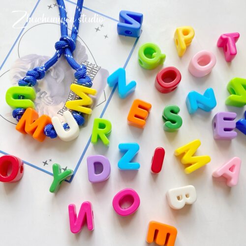 字母珠大孔字母彩色配件串珠材料饰品配件手工挂绳伞绳挂件配饰珠 - 图3