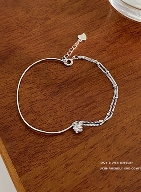 雍雅S925纯银小众韩版五角星双层手链冷淡风星星手饰百搭设计感