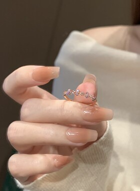 新款薰衣草莫奈玫瑰金粉钻戒指女甜美闪钻可调节指环轻奢小众高级