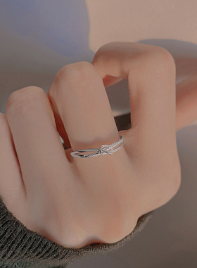 925镀银满天星戒指女小众设计食指素圈开口指环时尚个性闺蜜对戒