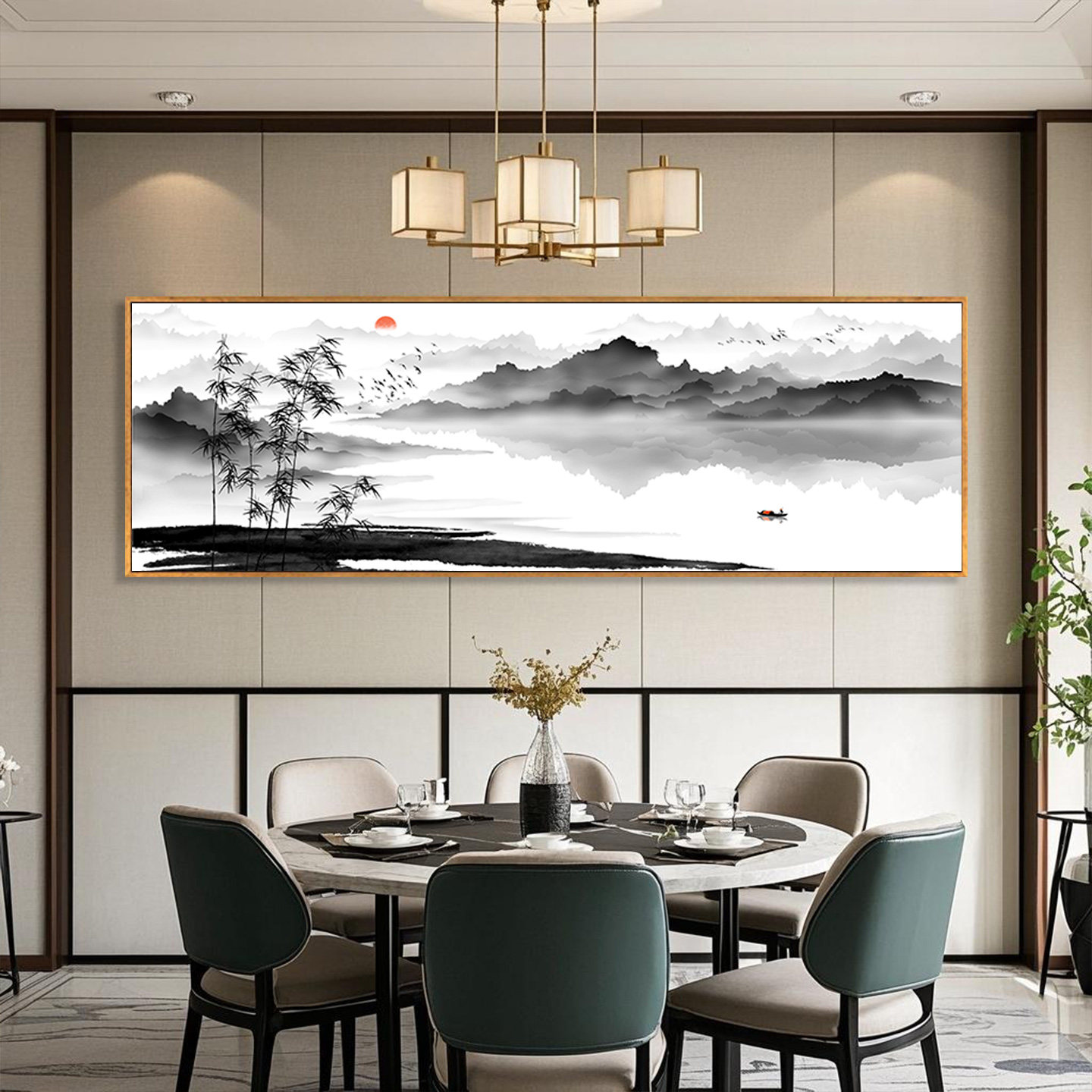 客厅沙发背景墙电视墙壁画新中式挂画山水画茶室禅意办公室装饰画 - 图3