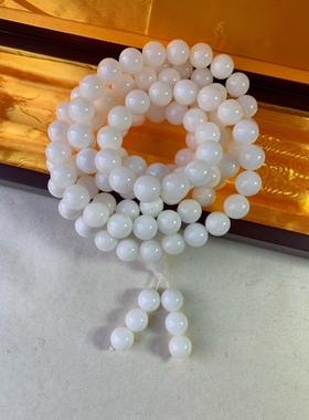 12mm108颗天然贝壳佛珠手串玉化多圈念珠项链手链佛家七宝