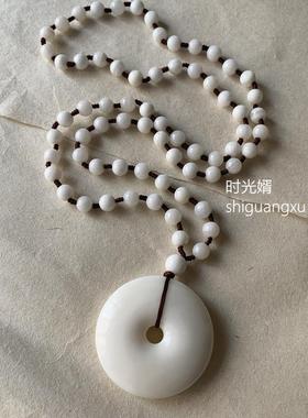 天然缅珠玉石平安扣吊坠