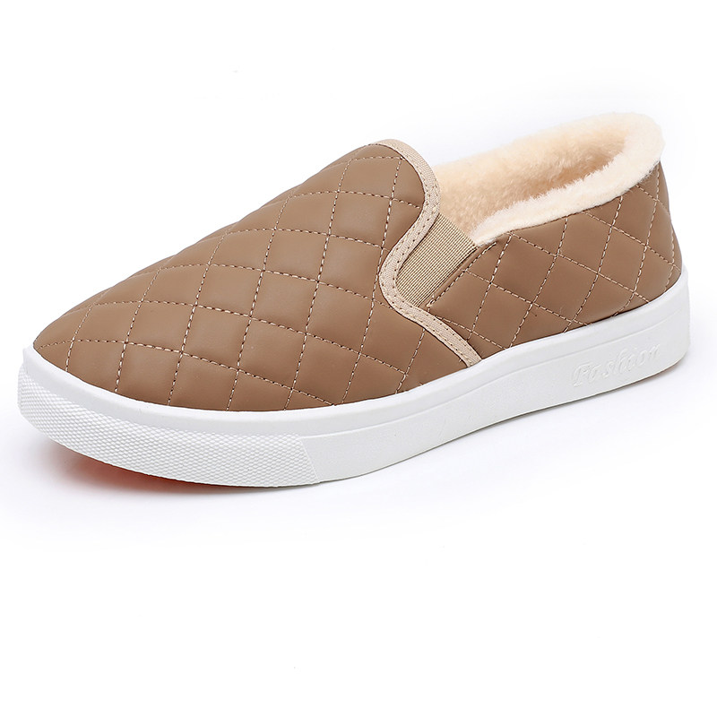 冬季新款加绒加厚保暖棉鞋女平底防滑软底皮面一脚蹬懒人妈妈鞋女,淘宝优惠券,粉丝福利购,淘宝优惠卷