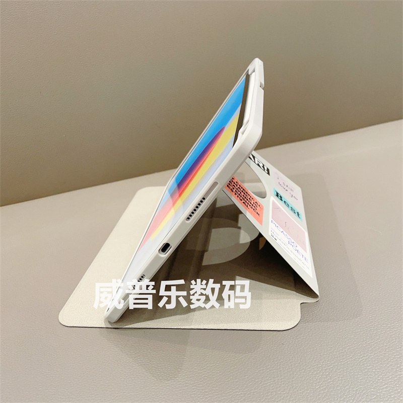 ins波普风360旋转适用ipad9/8/7保护套亚克力带笔槽10.2寸苹果air543平板2022款10.9寸防弯pro11全包壳mini6 - 图3