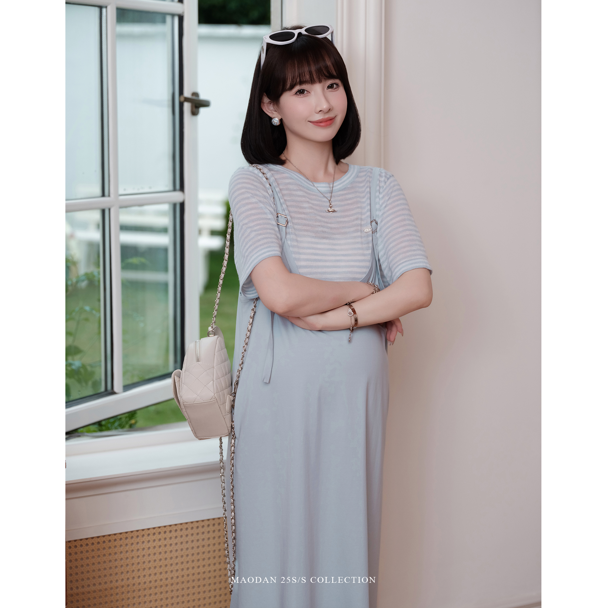 猫单【航海日记】娜娜的孕期穿搭孕妇装夏季背带裙时尚洋气套装 - 图2