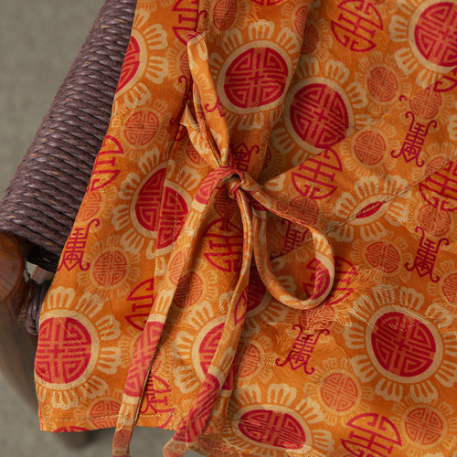 丝艺 真丝香云纱花萝汉服系带短袖上衣女100%桑蚕丝连肩袖短外搭 - 图2