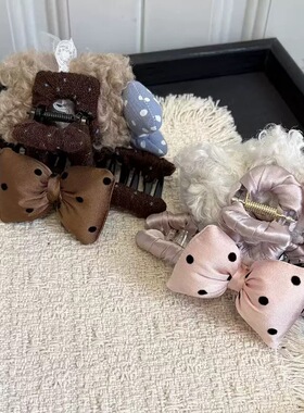 爱美饰品家新款可爱甜美卡通毛绒粉色小狗发夹盘发香蕉夹鲨鱼夹子