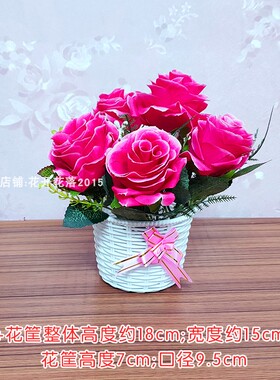 塑料假花室内装饰玫瑰花盆栽包邮