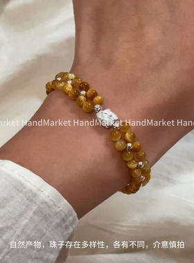 925银手链 JIUJIU【虎虎编织】通勤百搭简约时尚珠珠虎眼手链