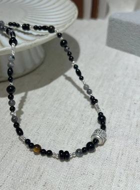 吊坠925银 JIUJIU【朝阳】时尚百搭“朝”字系列手作黑色系项链