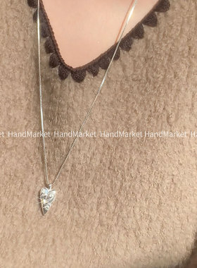 实心吊坠925银 JIUJIU【重工超韩图腾爱心长链】手工气质轻奢16g