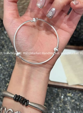 925银手镯 JIUJIU【巨好搭叠戴银手串】气质百搭简约时尚拼接弹力