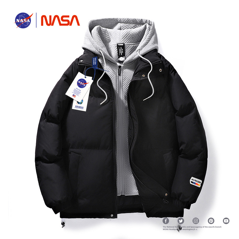 NASA联名棉服男款冬季潮牌青少年高中学生棉衣羽绒服外套加厚棉袄-图1