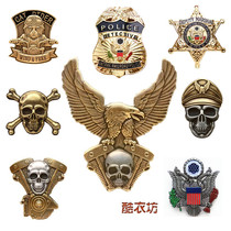 Harealloy Brass Metal Flying Eagle Skull Badge Chest Pin Personality Fashion Locomotive Moto Classic Punk Cap Emblem