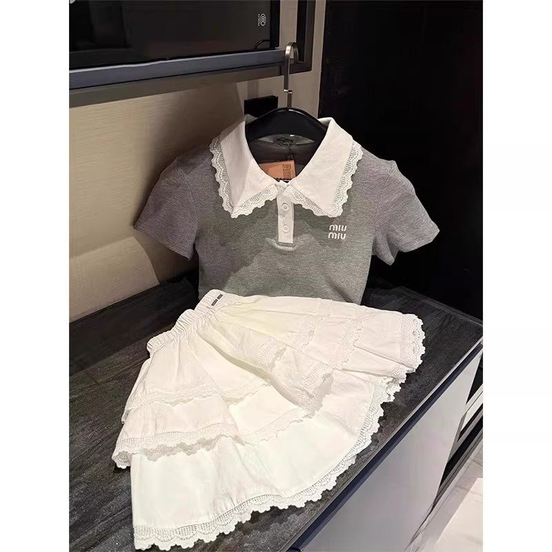 QKIKT女童套装2026年夏季新款儿童polo衫蛋糕裙甜美娃娃白领上衣,淘宝优惠券,粉丝福利购,淘宝优惠卷