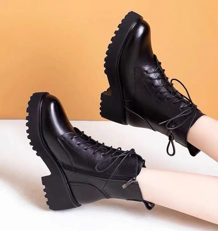 品牌真皮马丁靴女款2025年新款冬季加绒厚底短靴女士靴子中跟棉鞋,淘宝优惠券,粉丝福利购,淘宝优惠卷