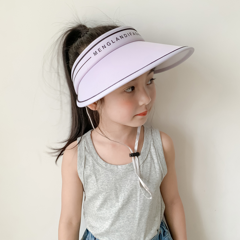 儿童防晒空顶帽子夏季女童出游宝宝大檐遮阳帽防紫外线亲子太阳帽-图0