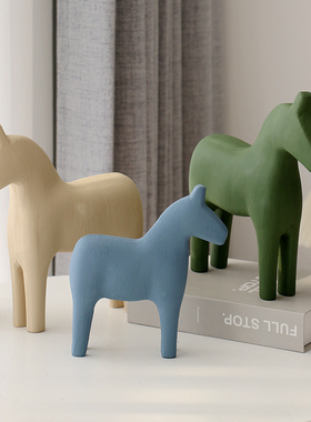 北欧木质小马摆件高颜值摆设
