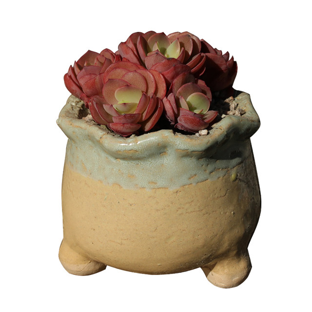 Maifan stone succulent flower pot special offer ceramic hand-painted rough pottery retro burst creative Dalaozhuang potted indoor