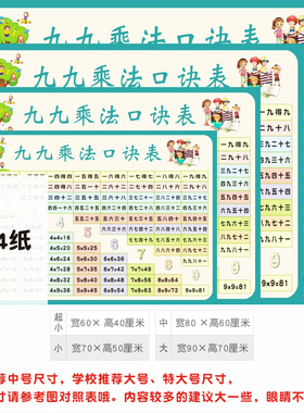 小学二年级九九乘法数学口诀表