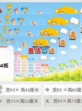 九九墙贴乘法口诀表以内加减